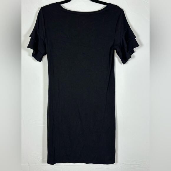 White House Black Market Dress Shift Ruffles Black Size XS Extra Small - Picture 4 of 9